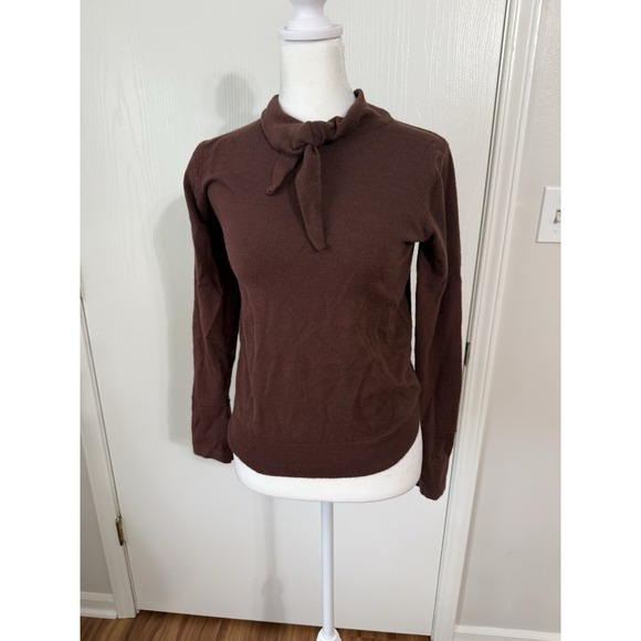 Ryvn Sweaters - Ryvn Dark Brown Collar Cotton Blend Sweater Preppy Office Academia Small